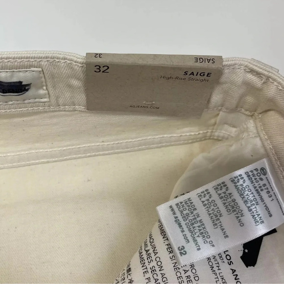 AG Jeans Womens Saige Jeans Size 32 High Rise Straight Leg 1 Year Cream NWT - Picture 8 of 14